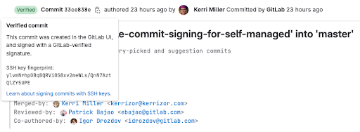 Committer signature details in web commit