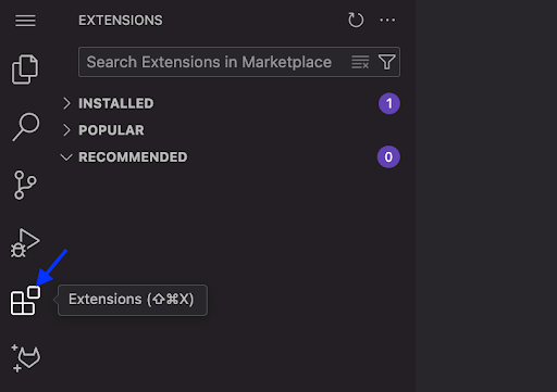 Extensions marketplace location