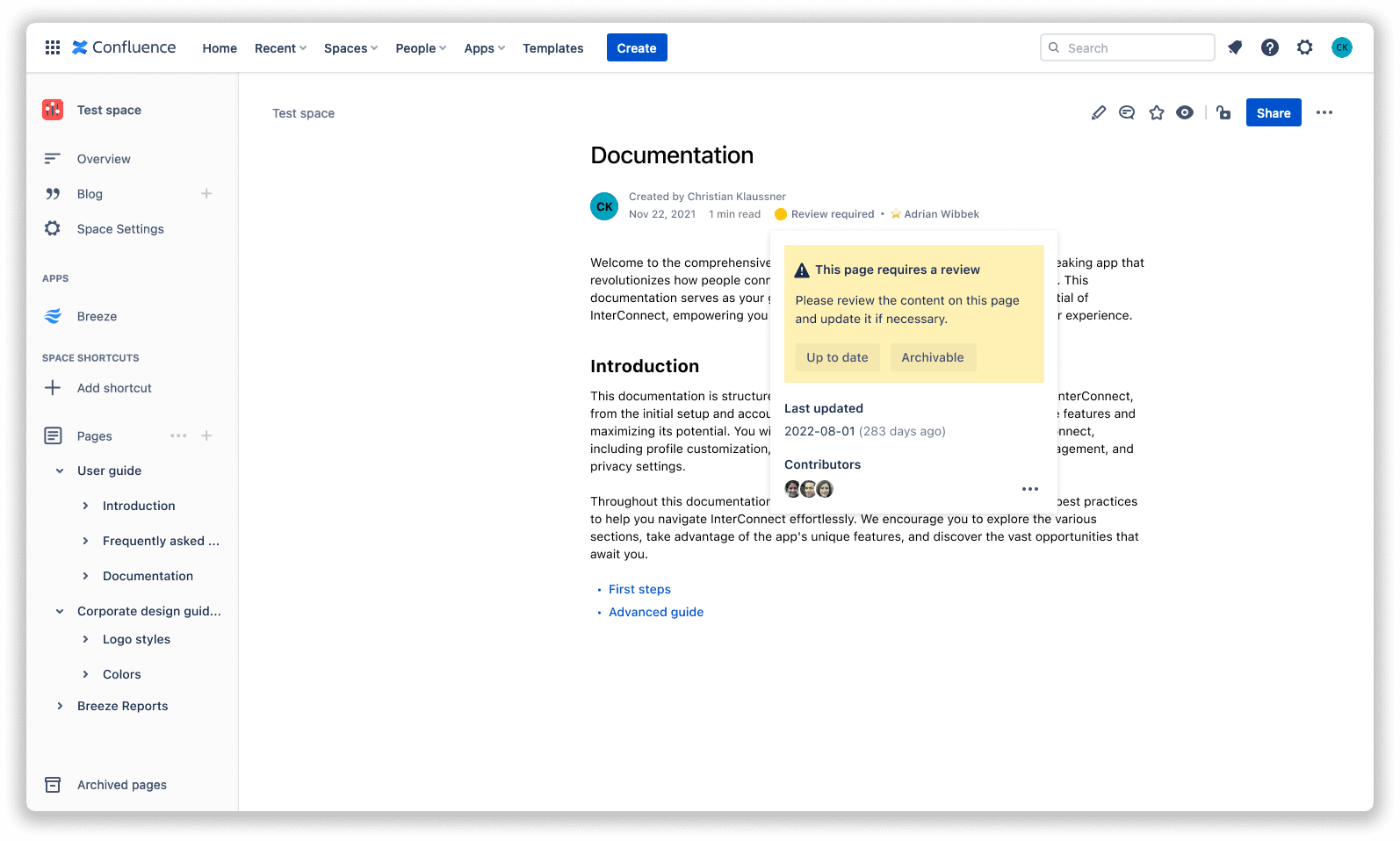 Jodocus automated content management in Confluence status